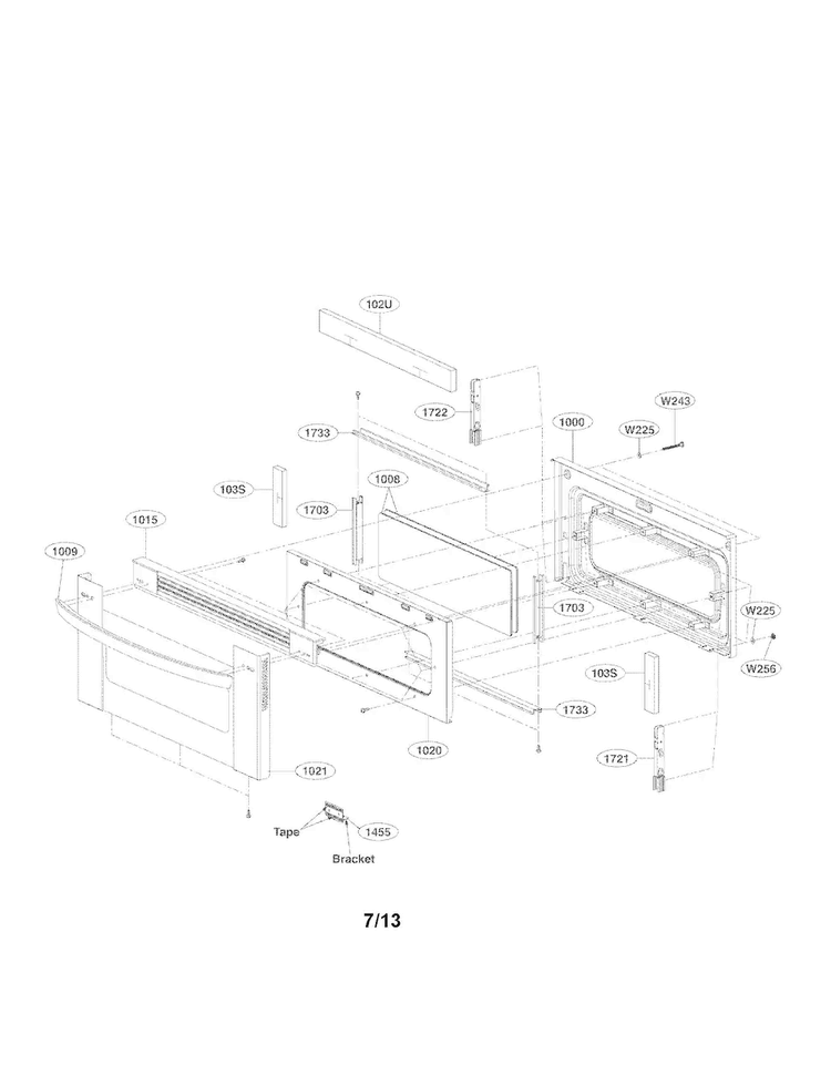 Upper Door Parts Diagram and Parts List for LDE3035ST  LG Range