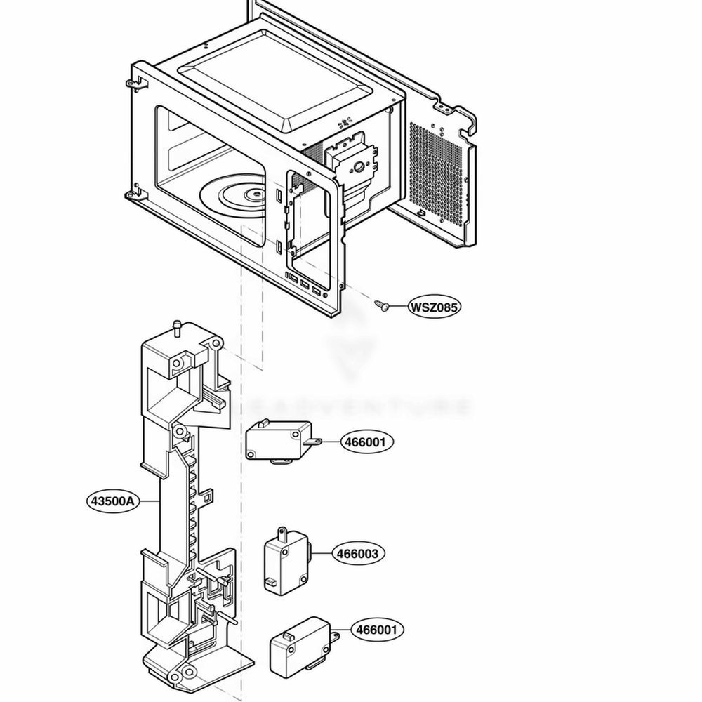 Latch Board Parts Diagram and Parts List for KCMS1555RWH CWHEKAD LG Wall Oven
