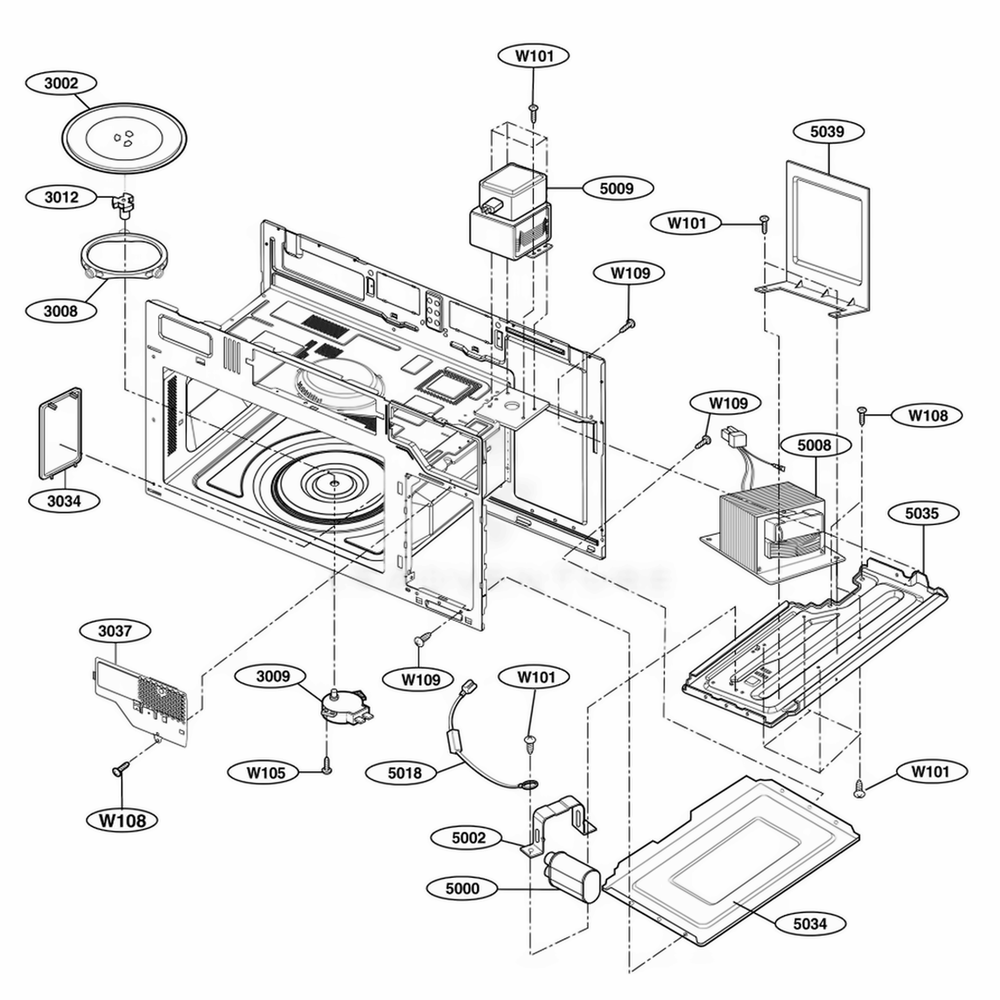 Interior Parts 1 Diagram and Parts List for 80049 CBKESEA LG Range