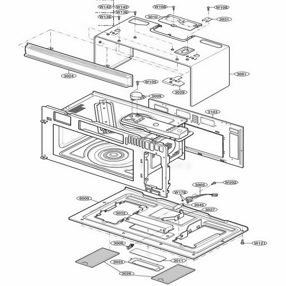 Oven Cavity Parts Diagram and Parts List for AMV6177AAW AWHEAMA LG Range