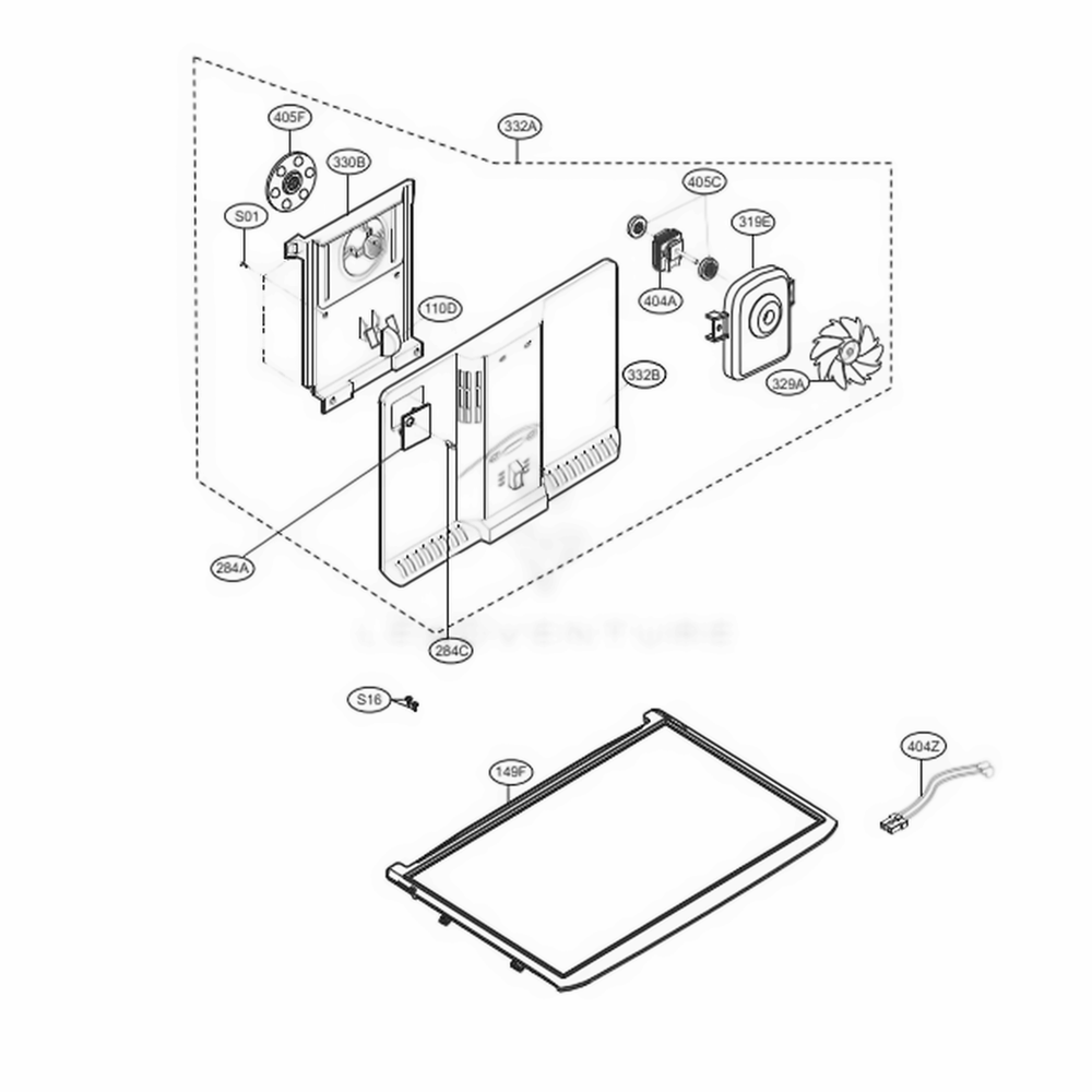 Freezer Parts Diagram and Parts List for LTCS20220W ASWCNA5 LG Refrigerator