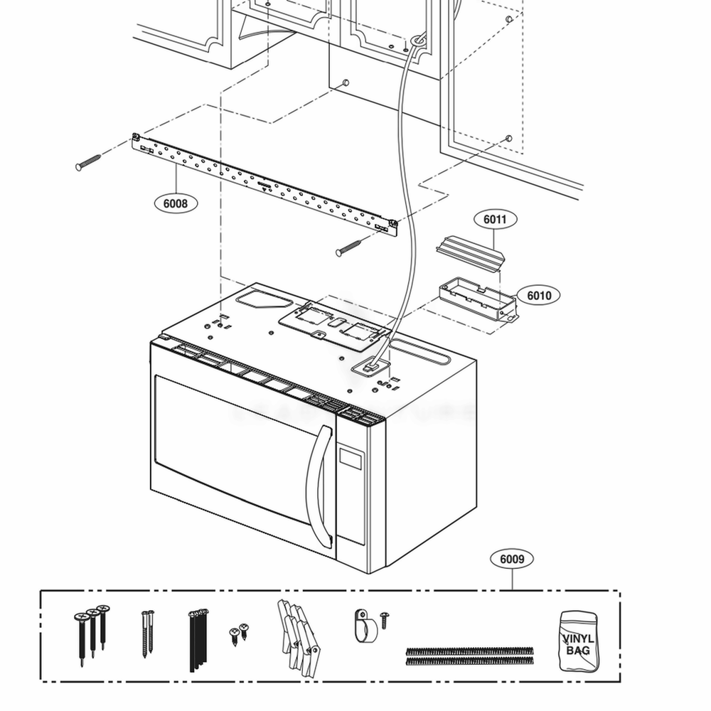 Installation Parts Diagram and Parts List for LMVH1711BD CBDELGA LG Range