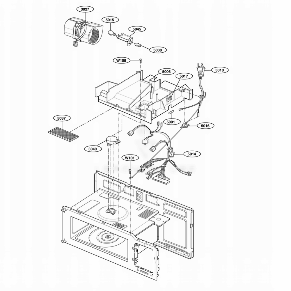 Interior Parts 2 Diagram and Parts List for JVM1542BF AB1EGEU LG Wall Oven