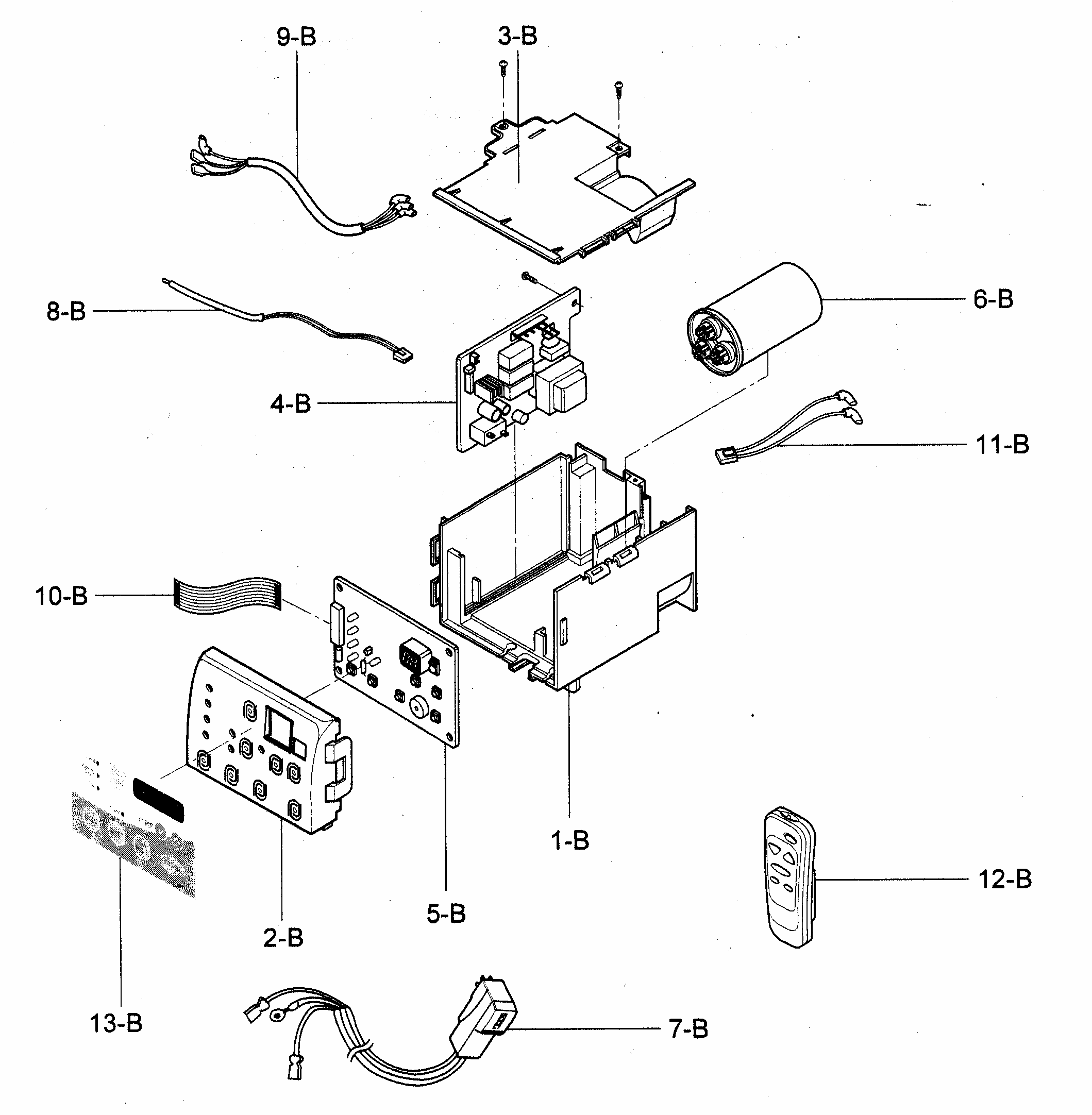 Control Box Assy Diagram and Parts List for 58075101500  Kenmore Air Conditioner