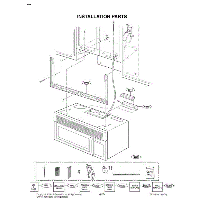 Section 4 Diagram and Parts List for MVH1670ST CSBEGSE LG Microwave Oven Combo