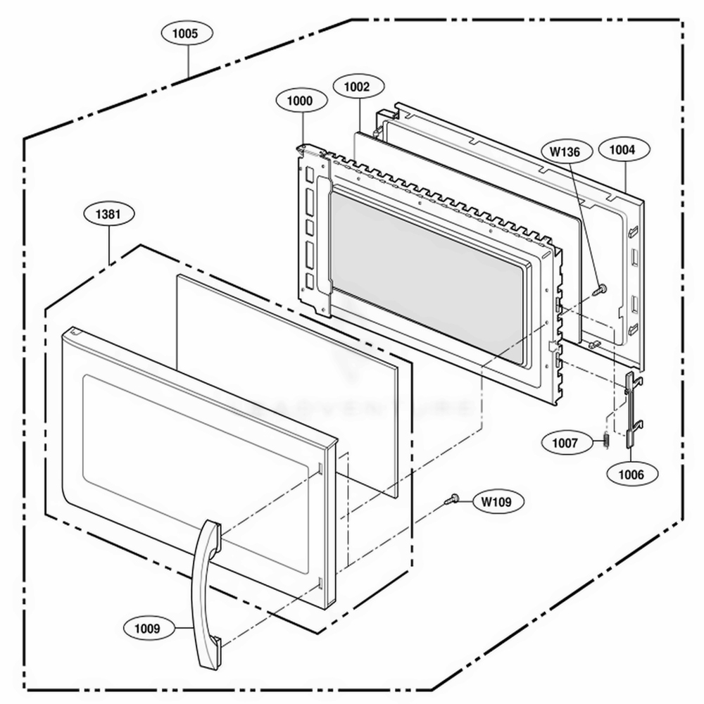 Door Parts Diagram and Parts List for LMV1921SS AS1EGSC LG Range