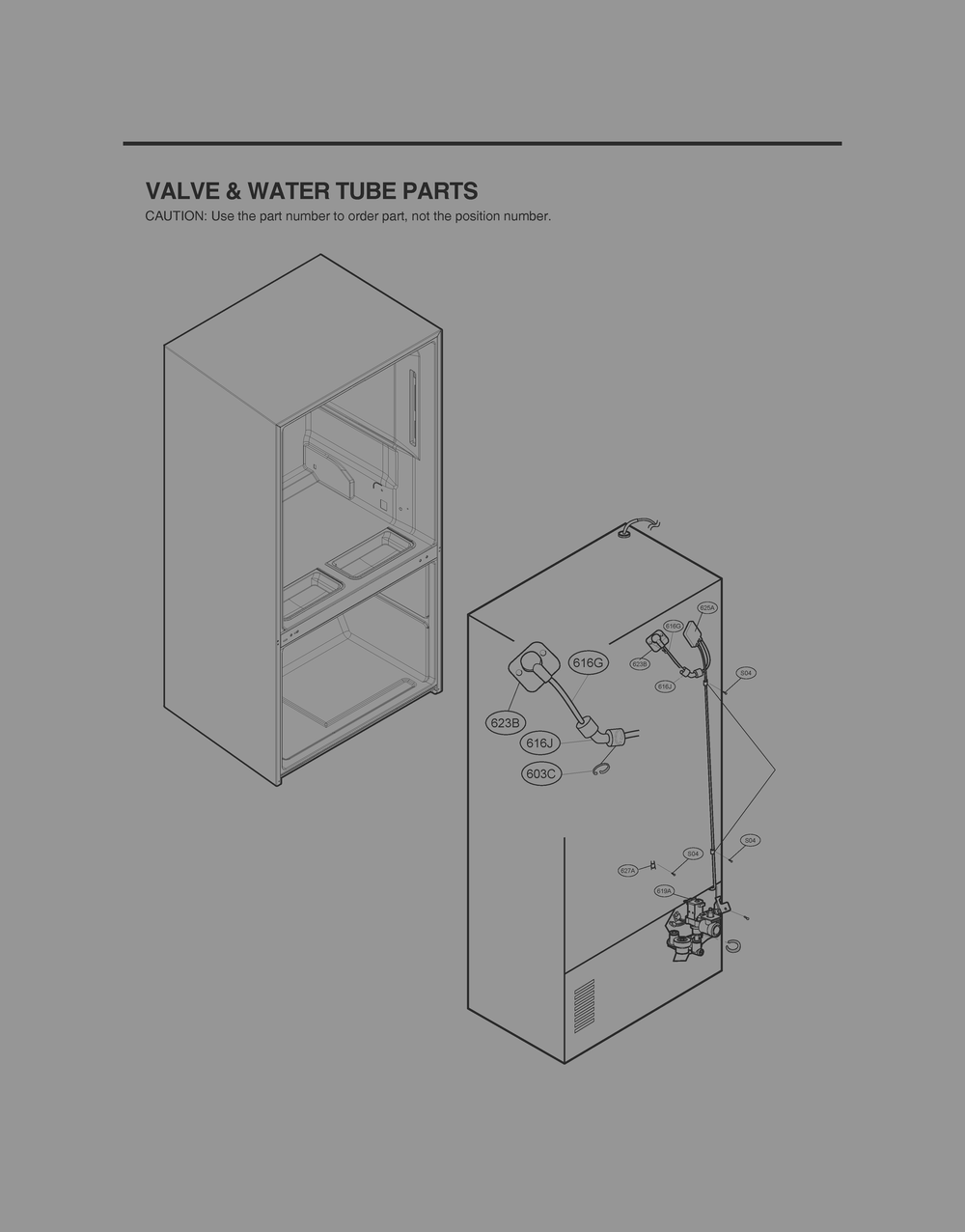 Valve And Water Tube Parts Diagram and Parts List for GR-L338HSJM ASTCNA1 LG Refrigerator