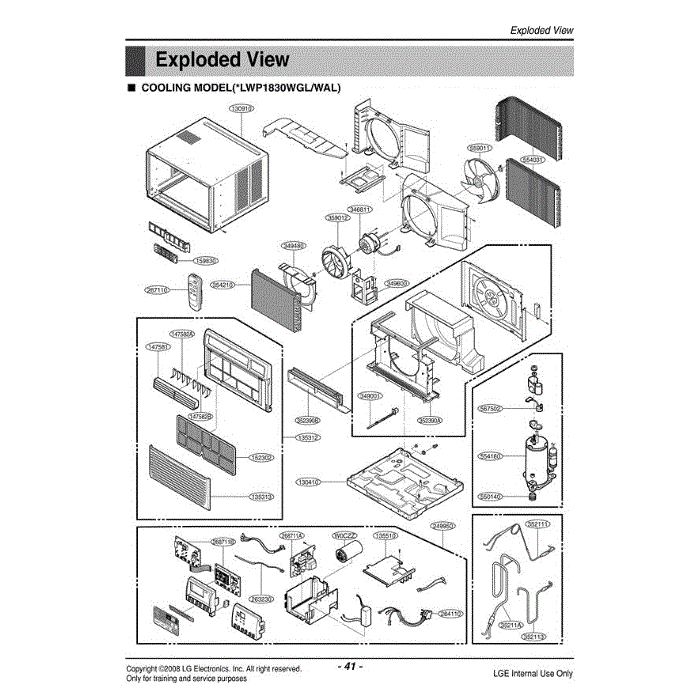 Section Diagram and Parts List for LW1800PR AWY6USL LG Air Conditioner