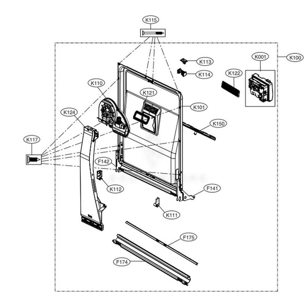 Door Liner Assembly Diagram and Parts List for LSDT9908SS ASSESNA LG Range