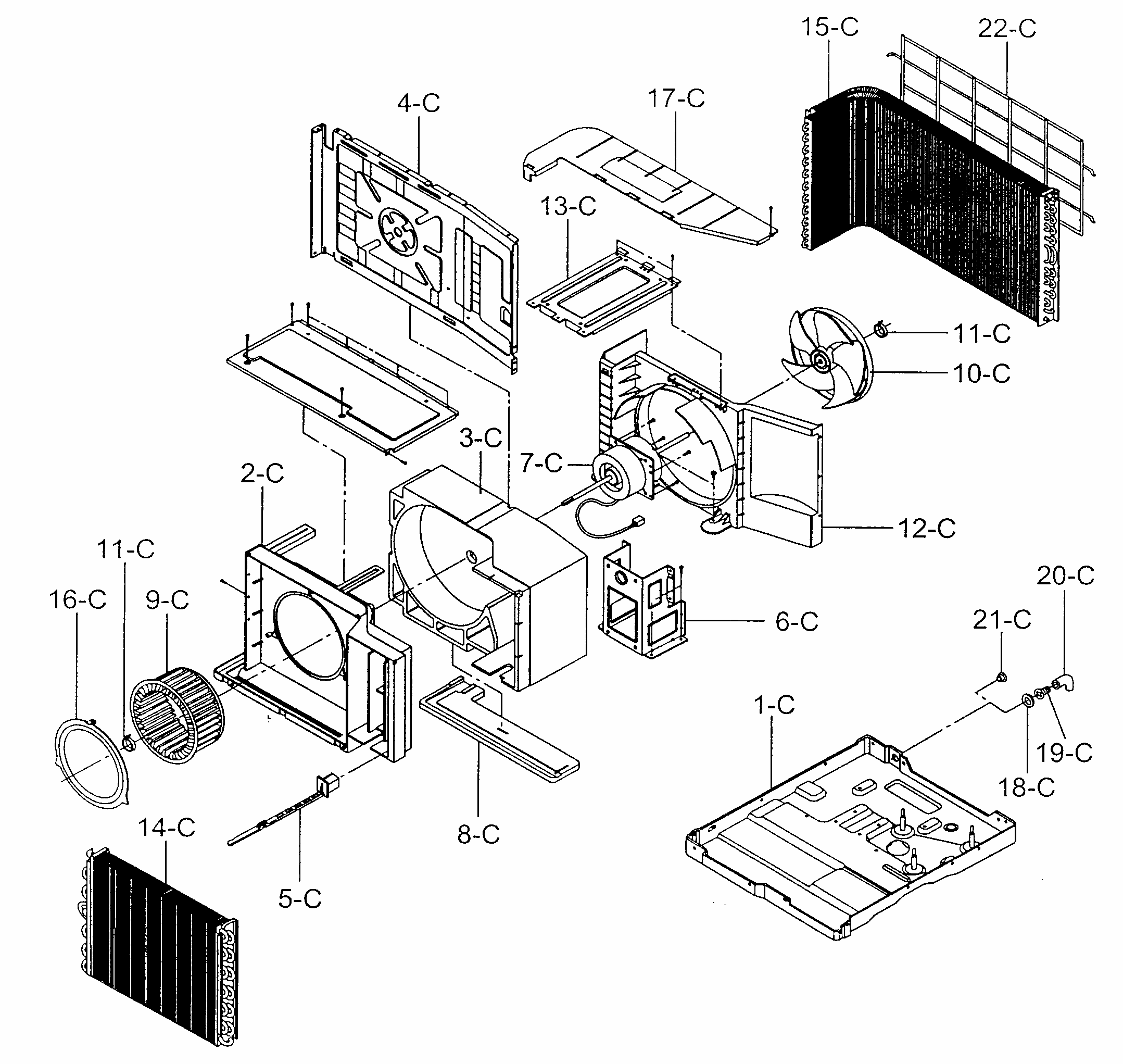 Cabinet Parts Diagram and Parts List for 58071184100  Kenmore Air Conditioner