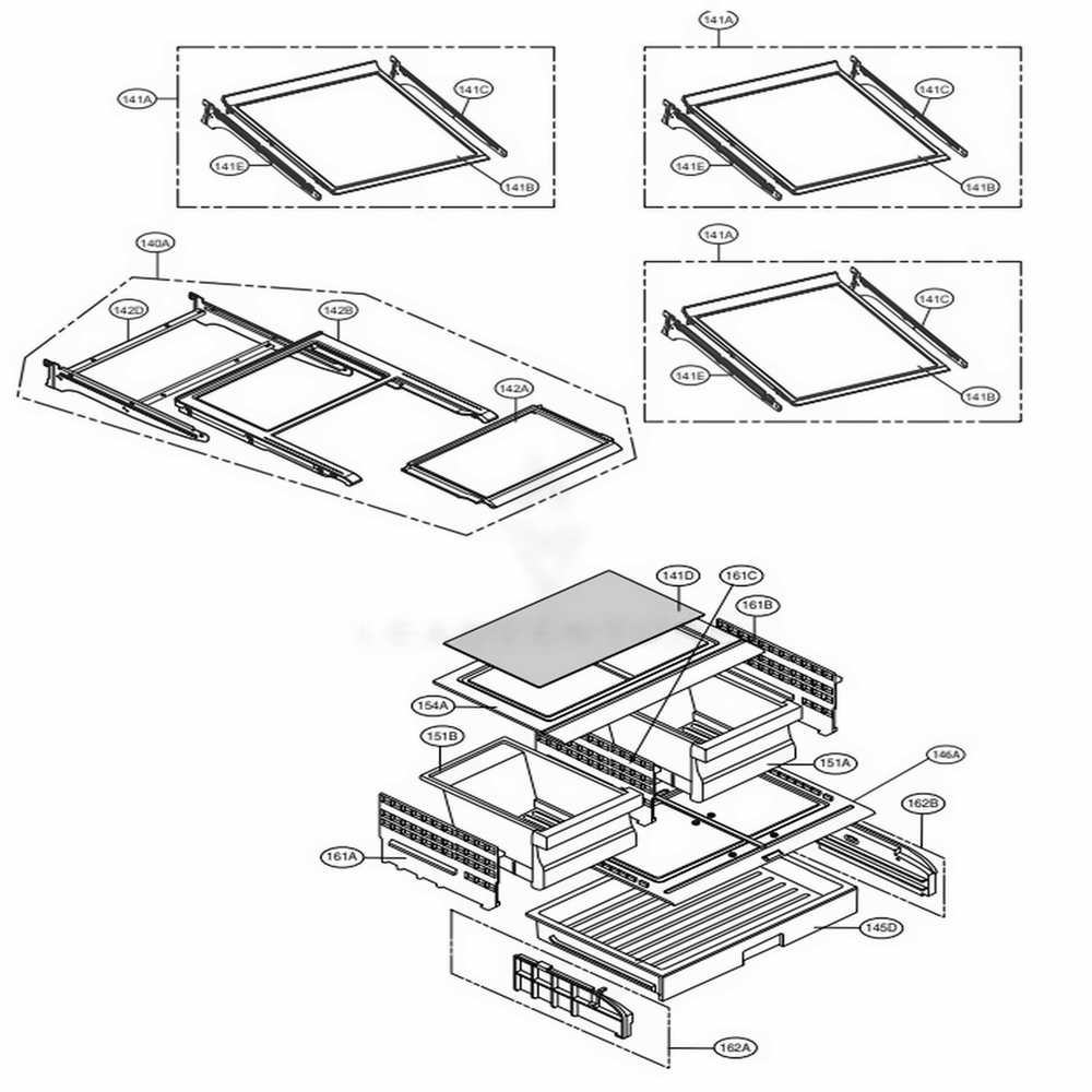 Refrigerator Parts Diagram and Parts List for LFX28968SW ASWCNA2 LG Refrigerator