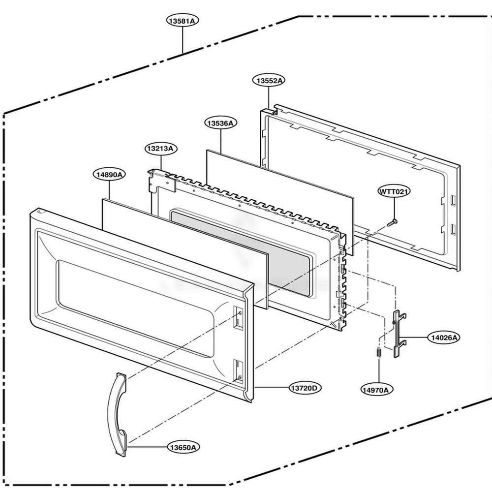 Door Parts Diagram and Parts List for MH7130XEB3 B3EWRP LG Range