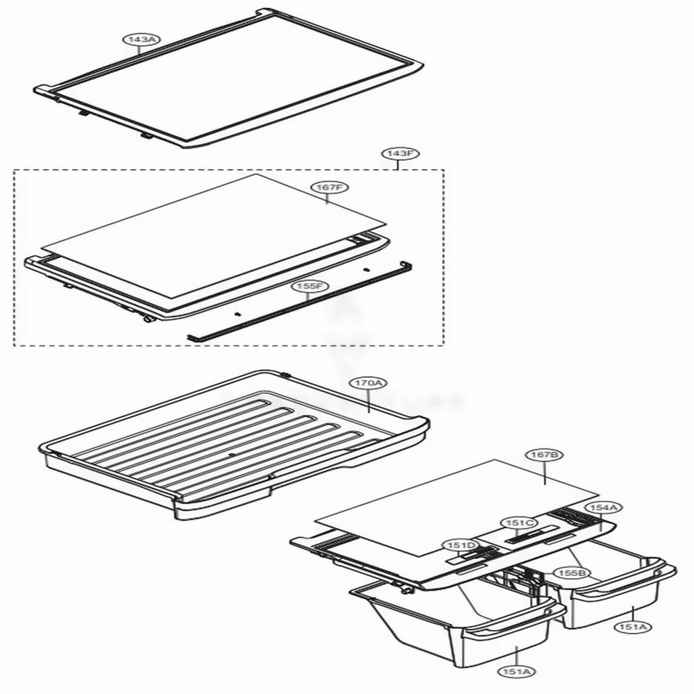Refrigerator Parts Diagram and Parts List for LTCS24223W ASWCNA0 LG Refrigerator