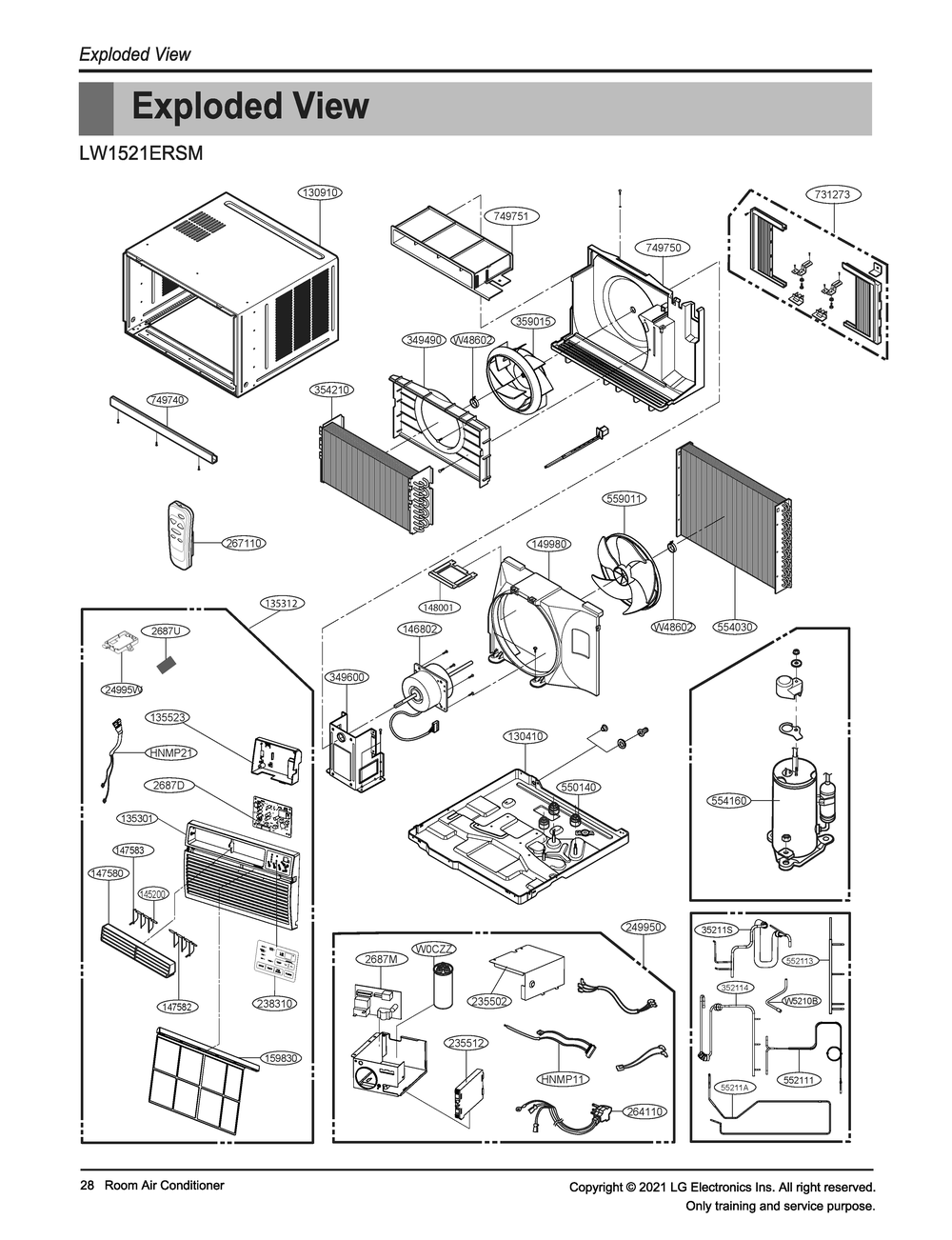 Diagram 1 Diagram and Parts List for LW1521ERSM AT1AYOW LG Air Conditioner