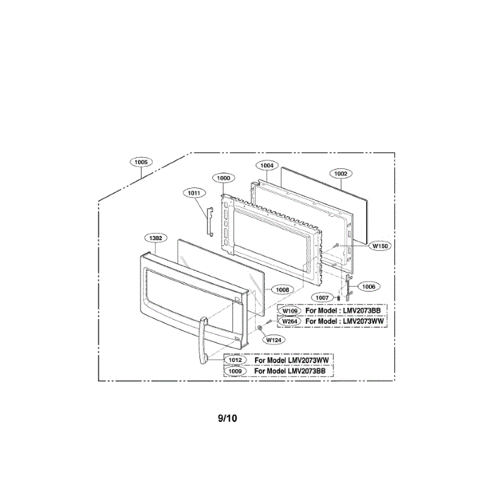 Door Diagram and Parts List for LMV2073WW 00 LG Microwave Oven Combo