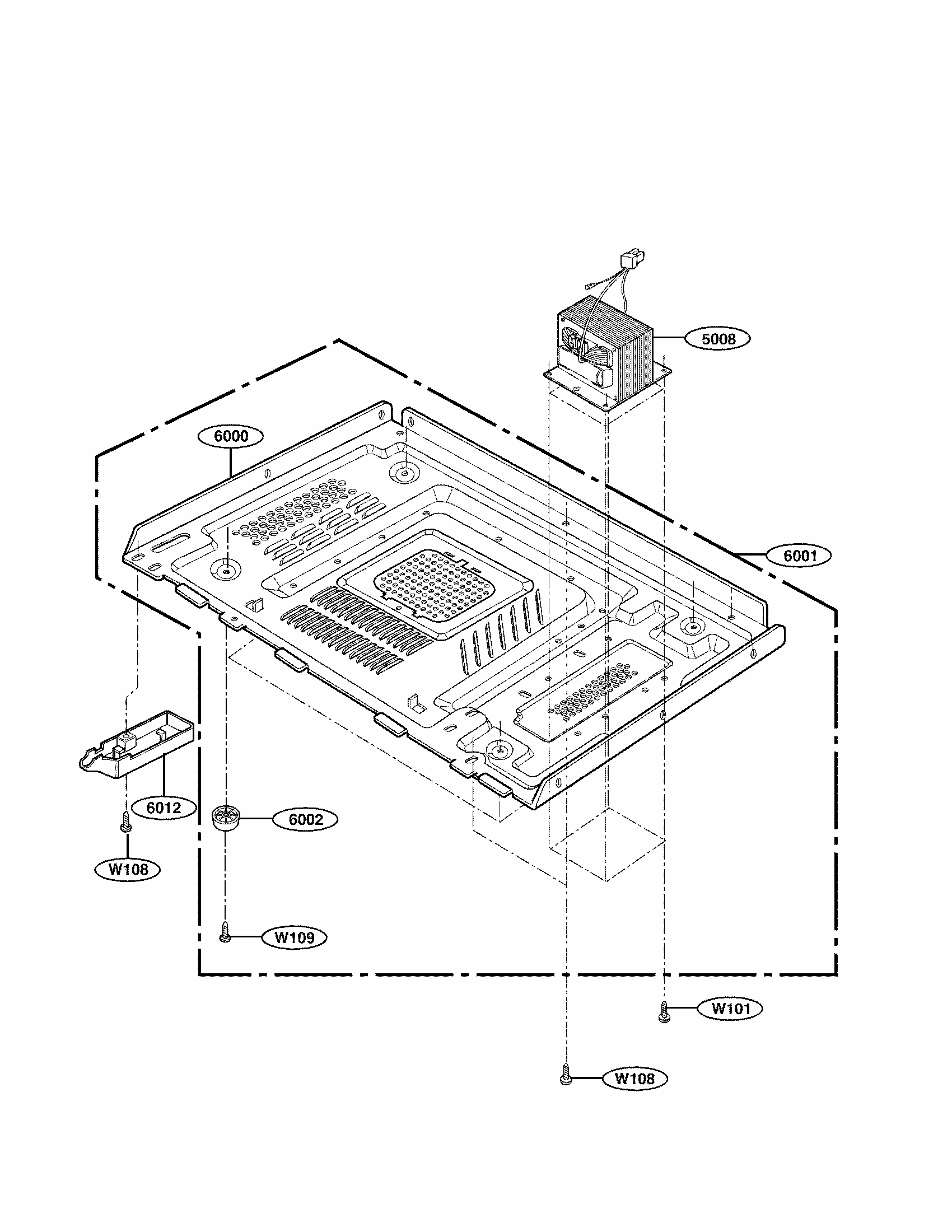 Base Plate Parts Diagram and Parts List for 72163992301  Kenmore Microwave