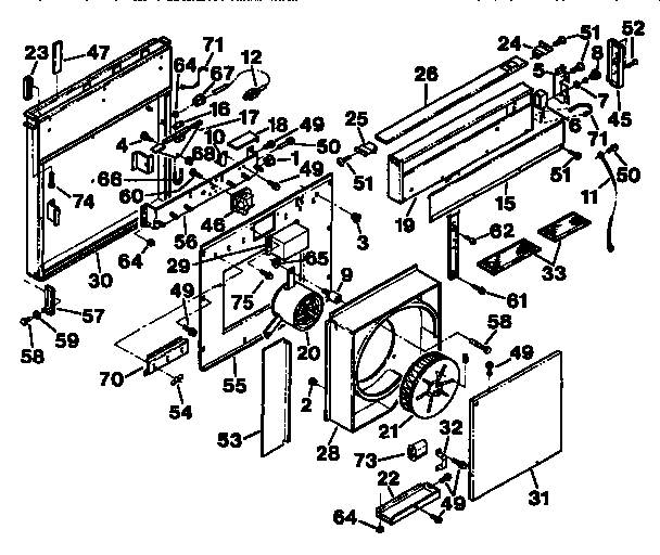 Downdraft Blower System Diagram and Parts List for 23359940590  Kenmore Range Hood