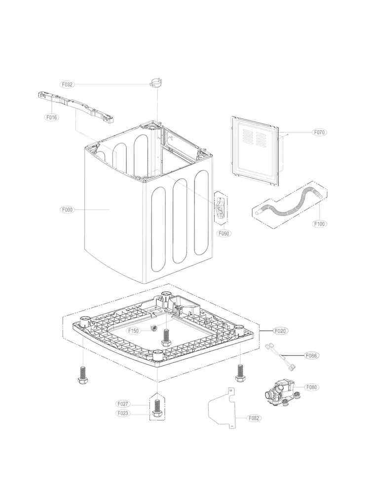 Outer Cover Parts Diagram and Parts List for WT1701CW  LG Washer