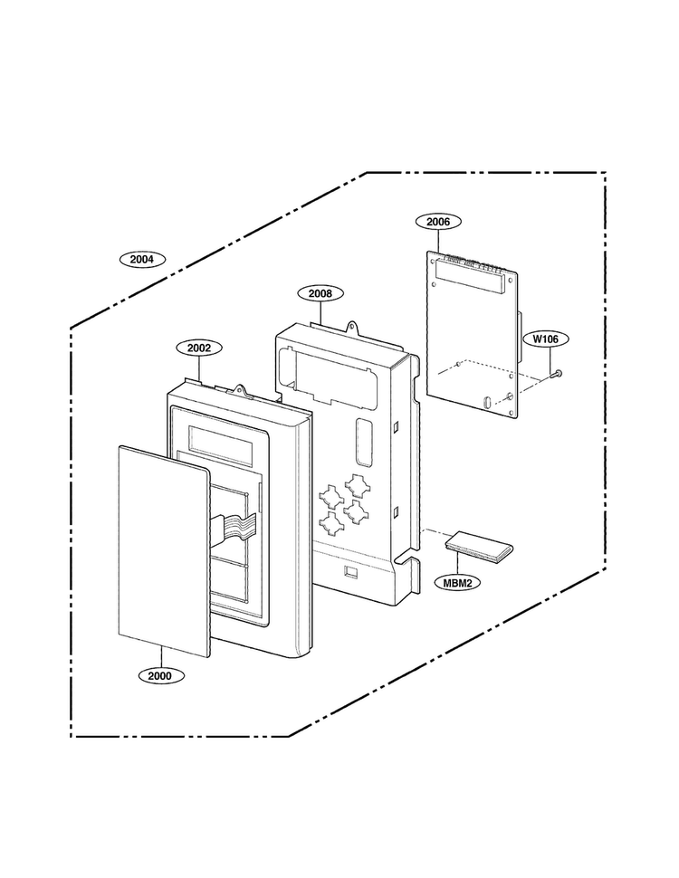 Controller Parts Diagram and Parts List for MV1604SW01  LG Microwave
