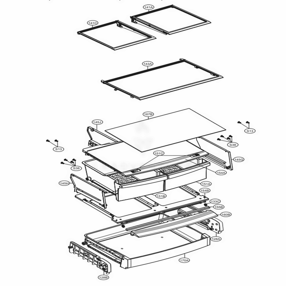 Refrigerator Parts Diagram and Parts List for LDC24370SW ASWCNA0 LG Refrigerator