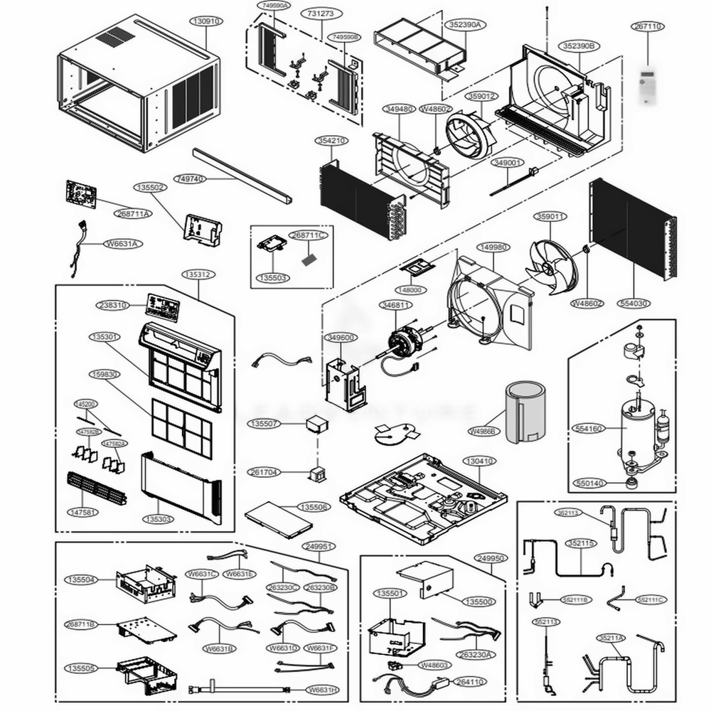Main Diagram and Parts List for LW1517IVSM AT1AUSH LG Air Conditioner
