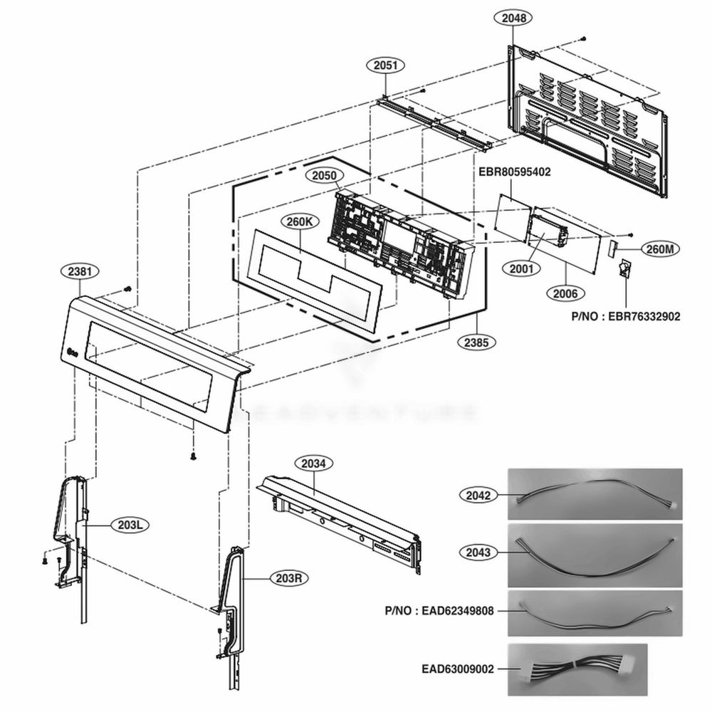Controller Parts Diagram and Parts List for LRE4215ST ASTLLGA LG Range