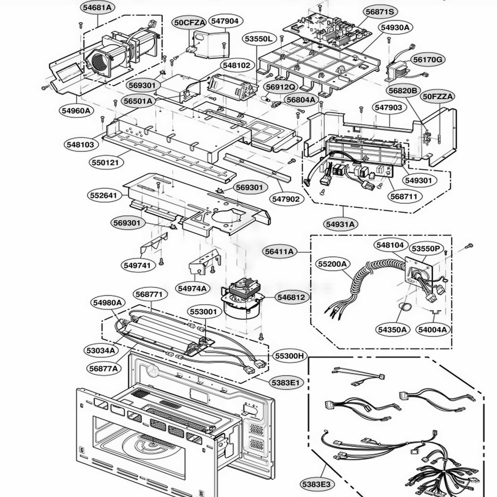 Interior Parts 2 Diagram and Parts List for SCB2000CWW AWHLGEU LG Range