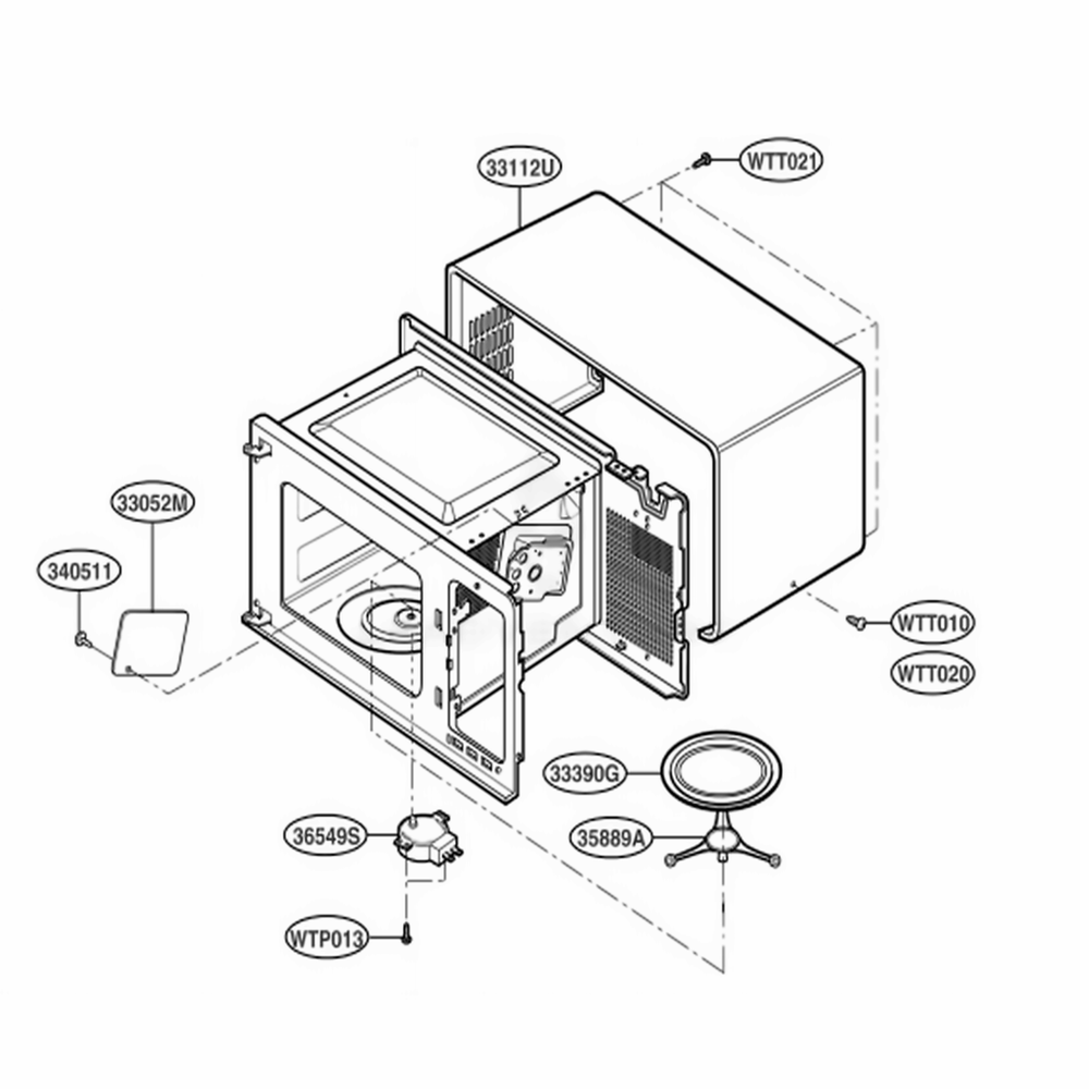 Oven Cavity Parts Diagram and Parts List for 89030 AMWESEC LG Range