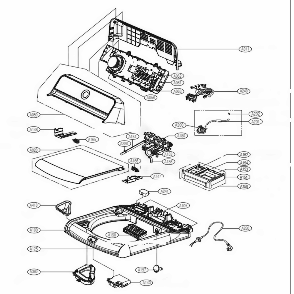 Cover Assembly Diagram and Parts List for LGWT7700HVA ASSEEUS LG Washer