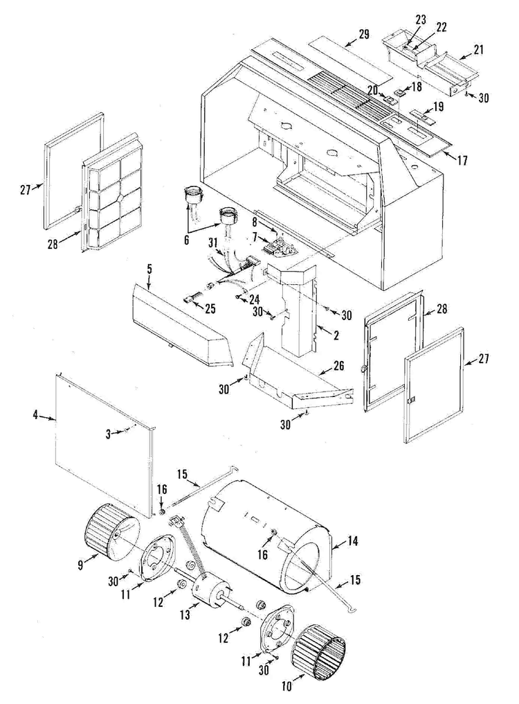 Range Hood Diagram and Parts List for 23352340590  Kenmore Range Hood