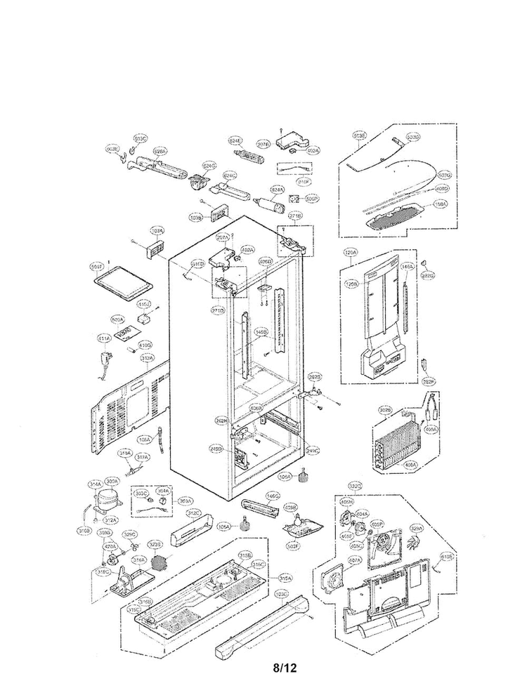 Case Parts Diagram and Parts List for LFX28968ST 00 LG Refrigerator