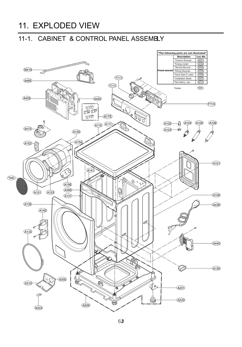 Diagram 1 Diagram and Parts List for F1397FYN ABWEEUS LG Washer
