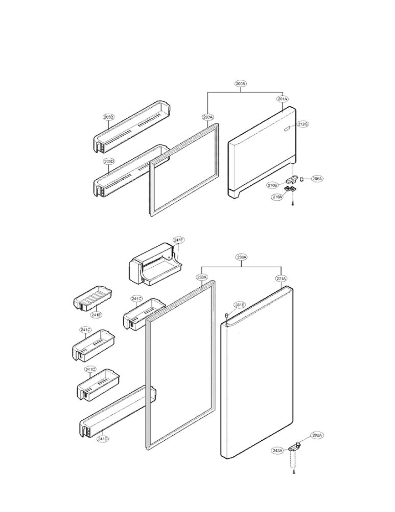 Door Parts Diagram and Parts List for LTC22350SS 00 LG Refrigerator