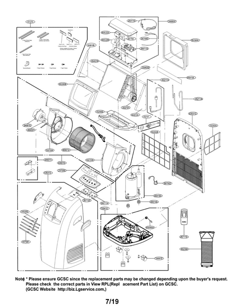 Room A/C Diagram and Parts List for LP1014WNR 00 LG Air Conditioner