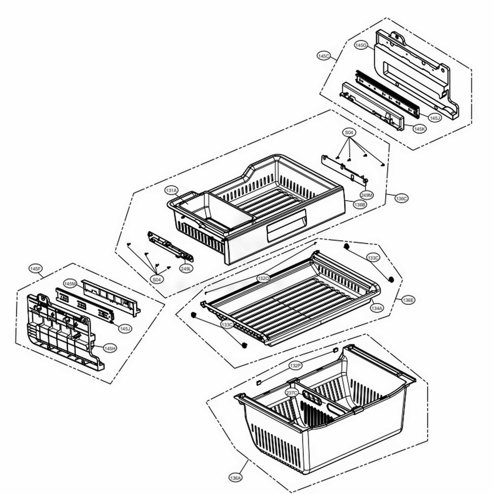 Freezer Parts Diagram and Parts List for LSFD2591ST ASTCNA1 LG Refrigerator
