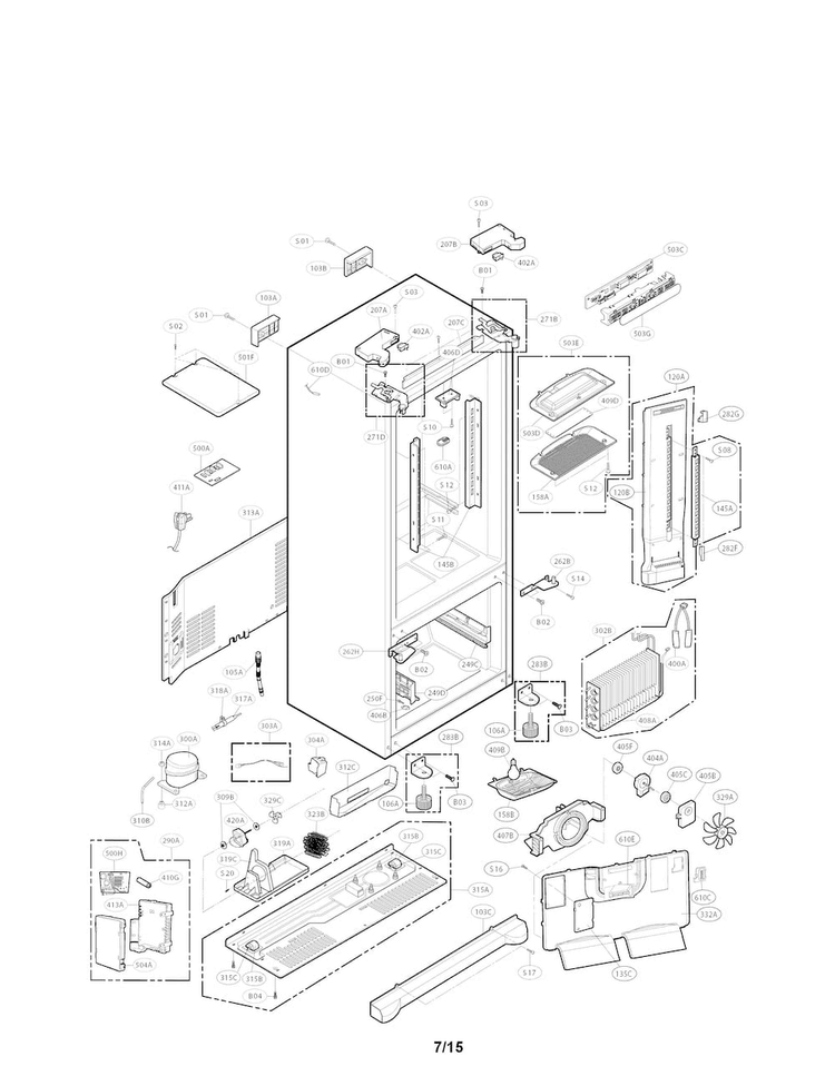 Case Parts Diagram and Parts List for LFC21776ST 01 LG Refrigerator
