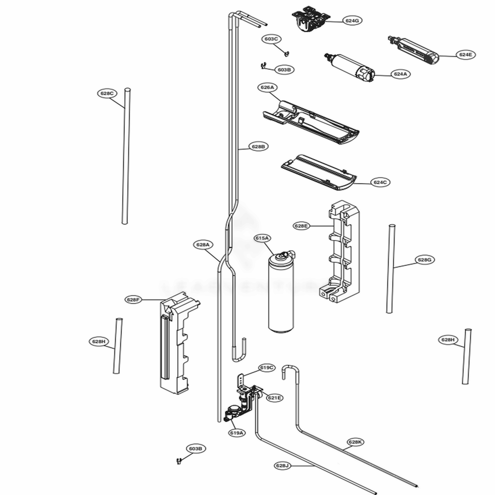 Refrigerator Rail Part 2 Diagram and Parts List for LSSB2692ST ASTCNA0 LG Refrigerator