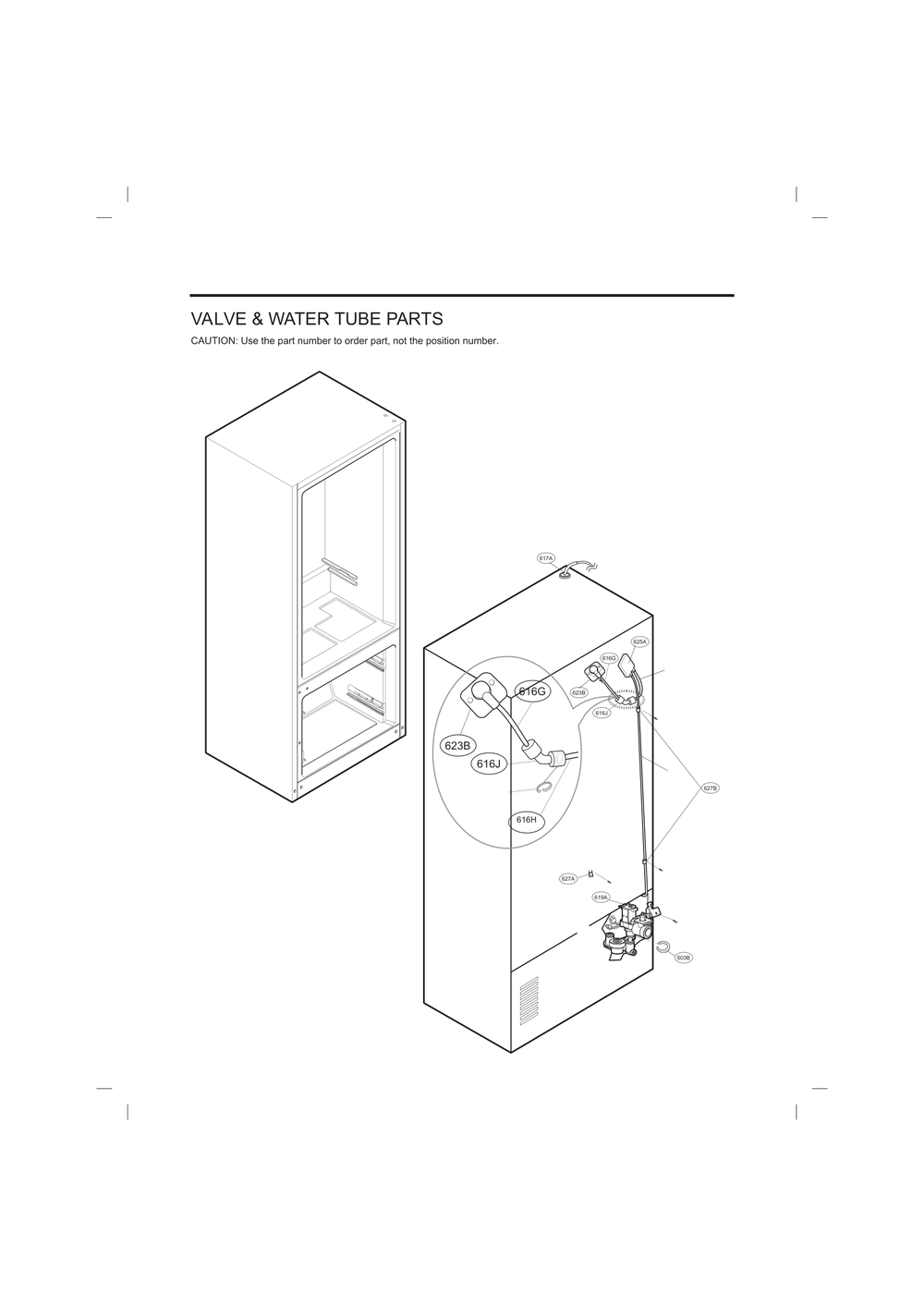 Valve And Water Tube Parts Diagram and Parts List for GC-L288GQXP AWBCNA1 LG Refrigerator