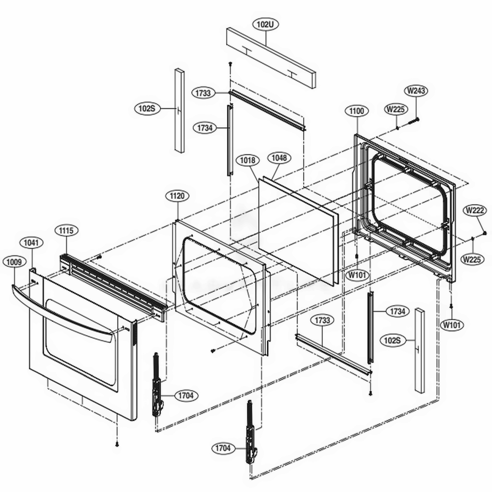 Lower Door Parts Diagram and Parts List for LDE3035ST FSTLLGA LG Range
