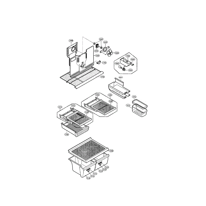 Shelves Diagram and Parts List for LRTPC2031T  LG Refrigerator
