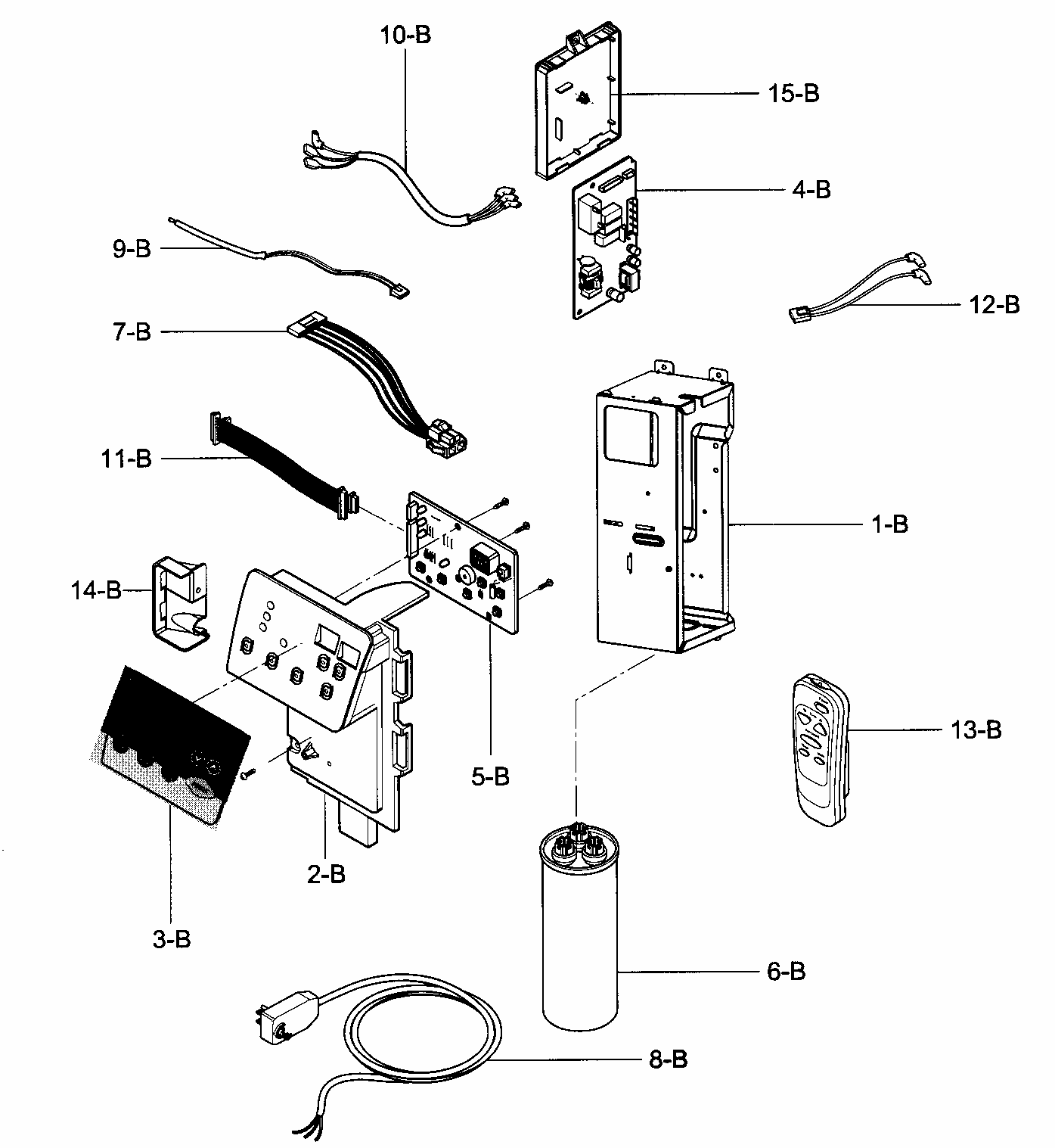 Control Box Assy Diagram and Parts List for 58075144700  Kenmore Air Conditioner