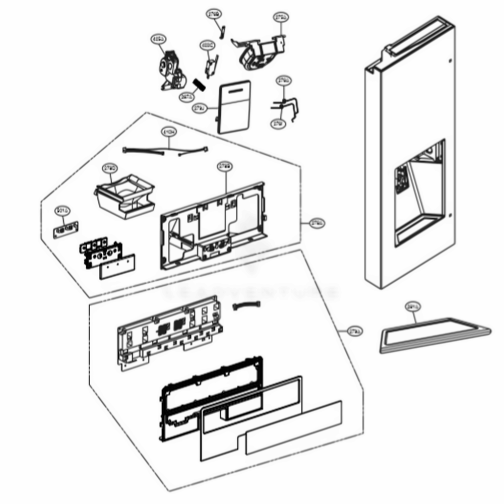 Dispenser Parts Diagram and Parts List for LSFXC2476S ASTCNA1 LG Refrigerator
