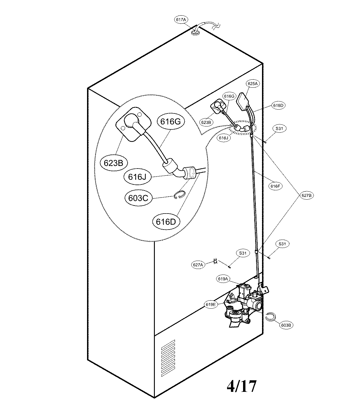 Valve And Water Parts Diagram and Parts List for 79571093111  Kenmore Refrigerator