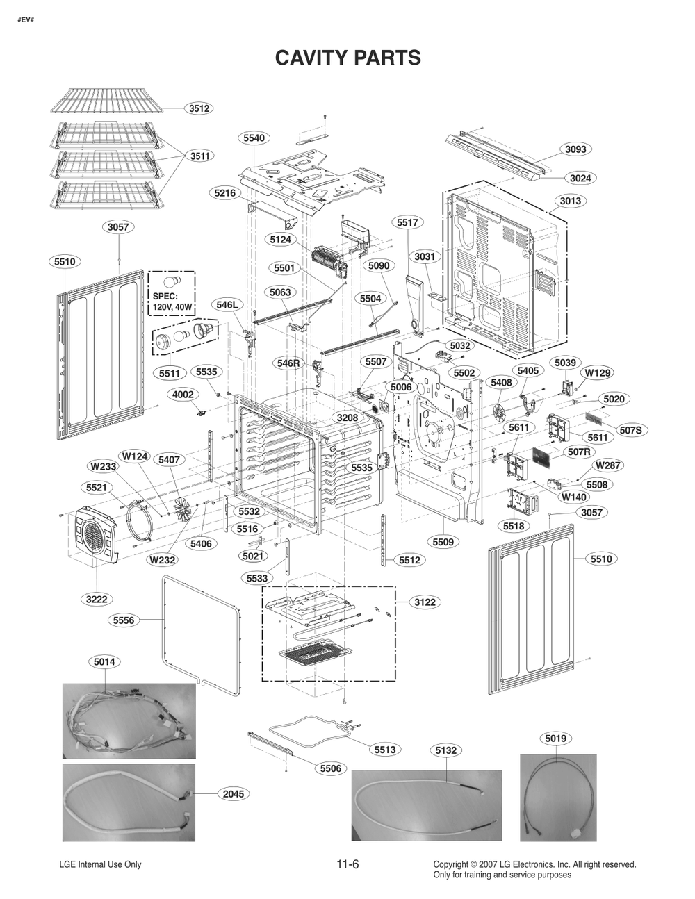 Cavity Parts Diagram and Parts List for FS1787SS AS1LSGN LG Range