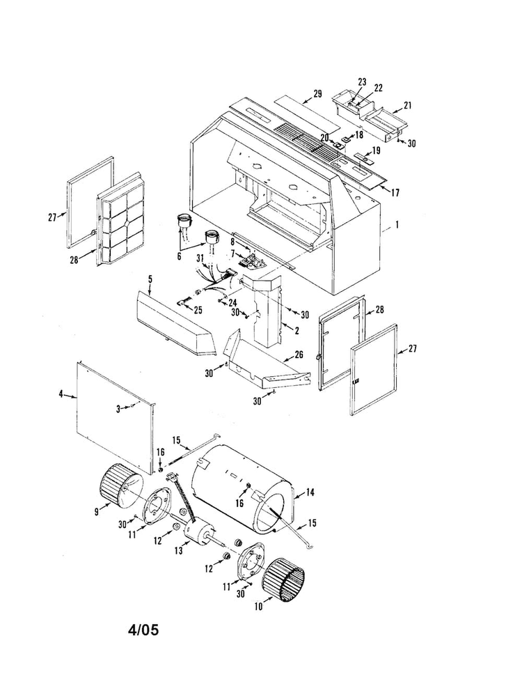 Range Hood Diagram and Parts List for 23352349590  Kenmore Range Hood