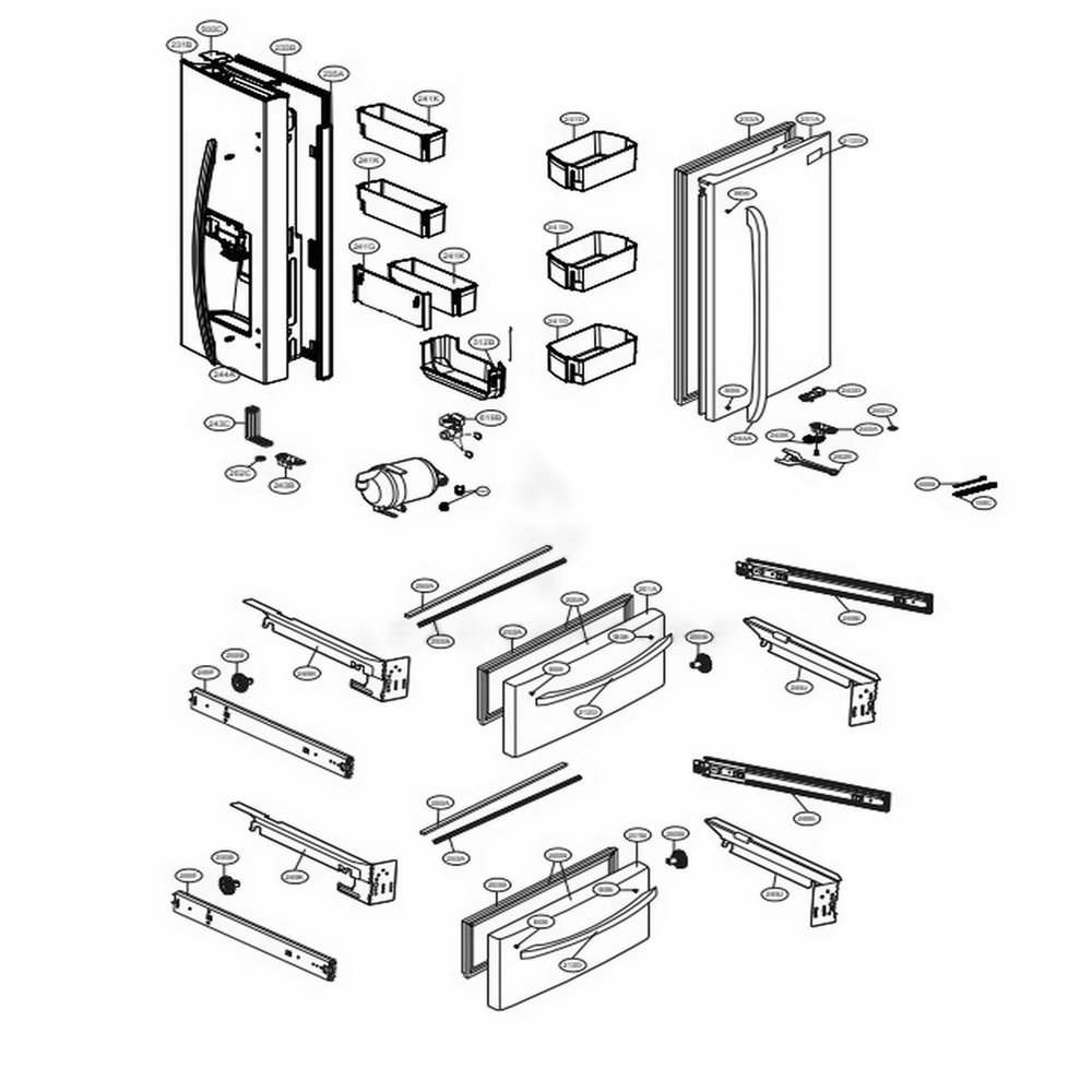 Door Parts Diagram and Parts List for LMXS28636S ASTCNA0 LG Refrigerator