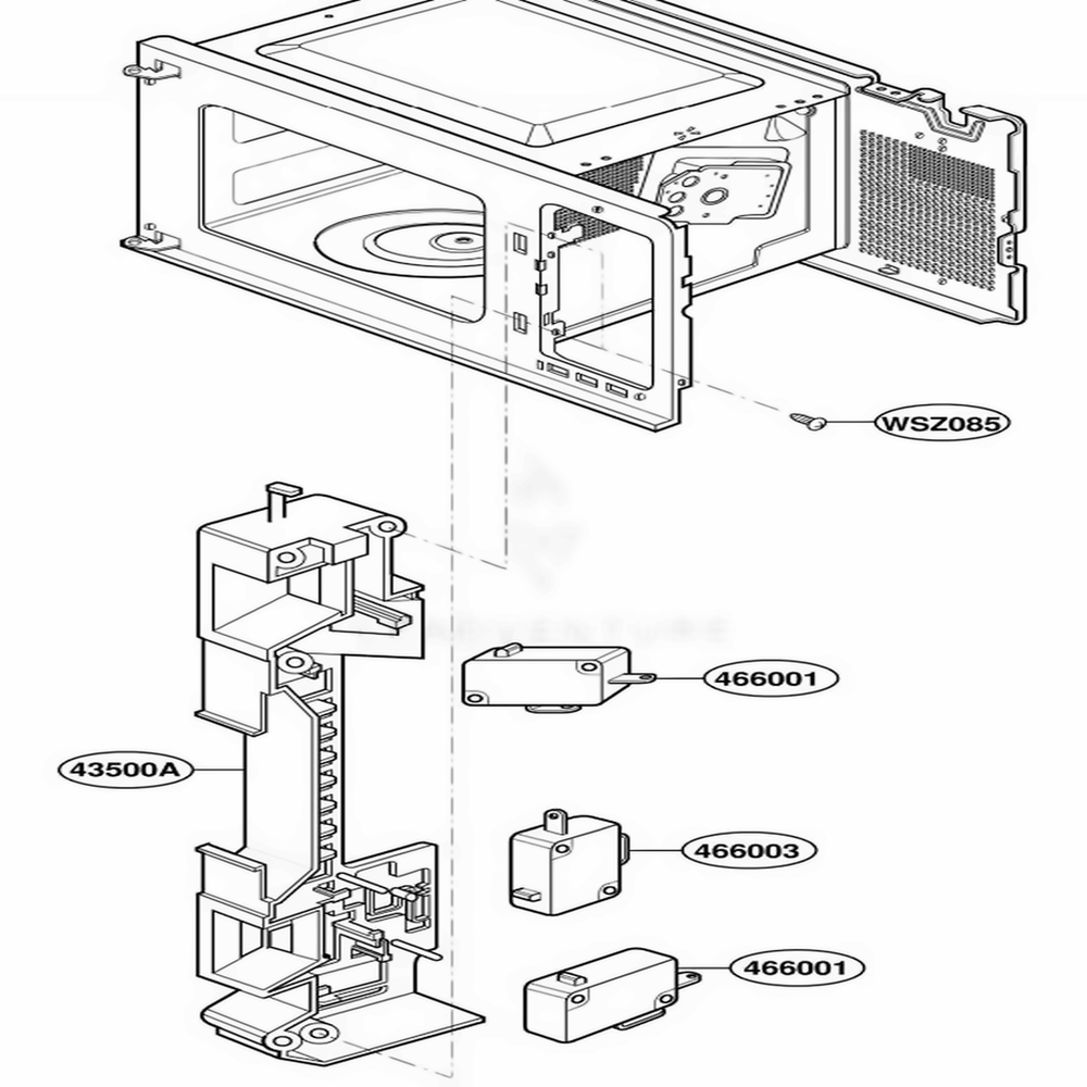 Latch Board Parts Diagram and Parts List for 87330 CWHESEC LG Range