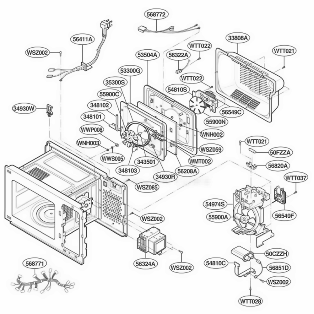Interior Parts Diagram and Parts List for KCMC155JSS ASTEKAD LG Range