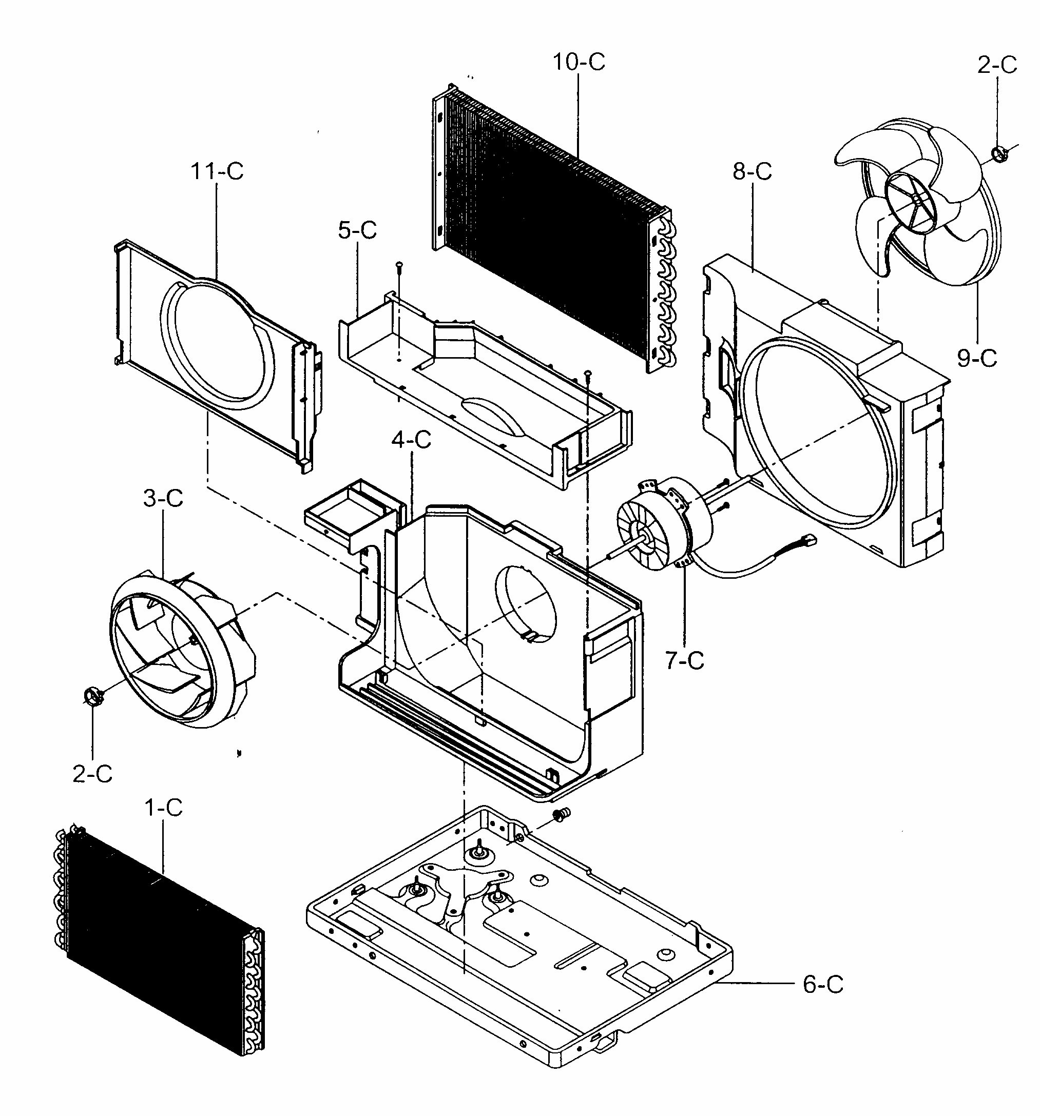 Cabinet Parts Diagram and Parts List for 58071056100  Kenmore Air Conditioner