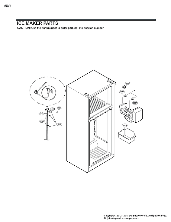 Ice Maker Parts Diagram and Parts List for LTCS24223S 07 LG Refrigerator